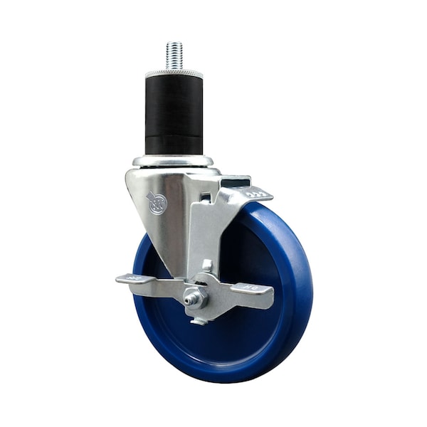 5'' SS Solid Poly Swivel 1-3/4'' Expanding Stem Caster with Brake